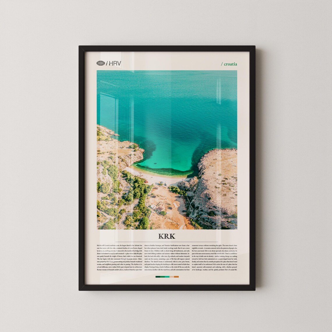 Krk Croatia Turquoise Cove Aerial Coastal Photography Poster
