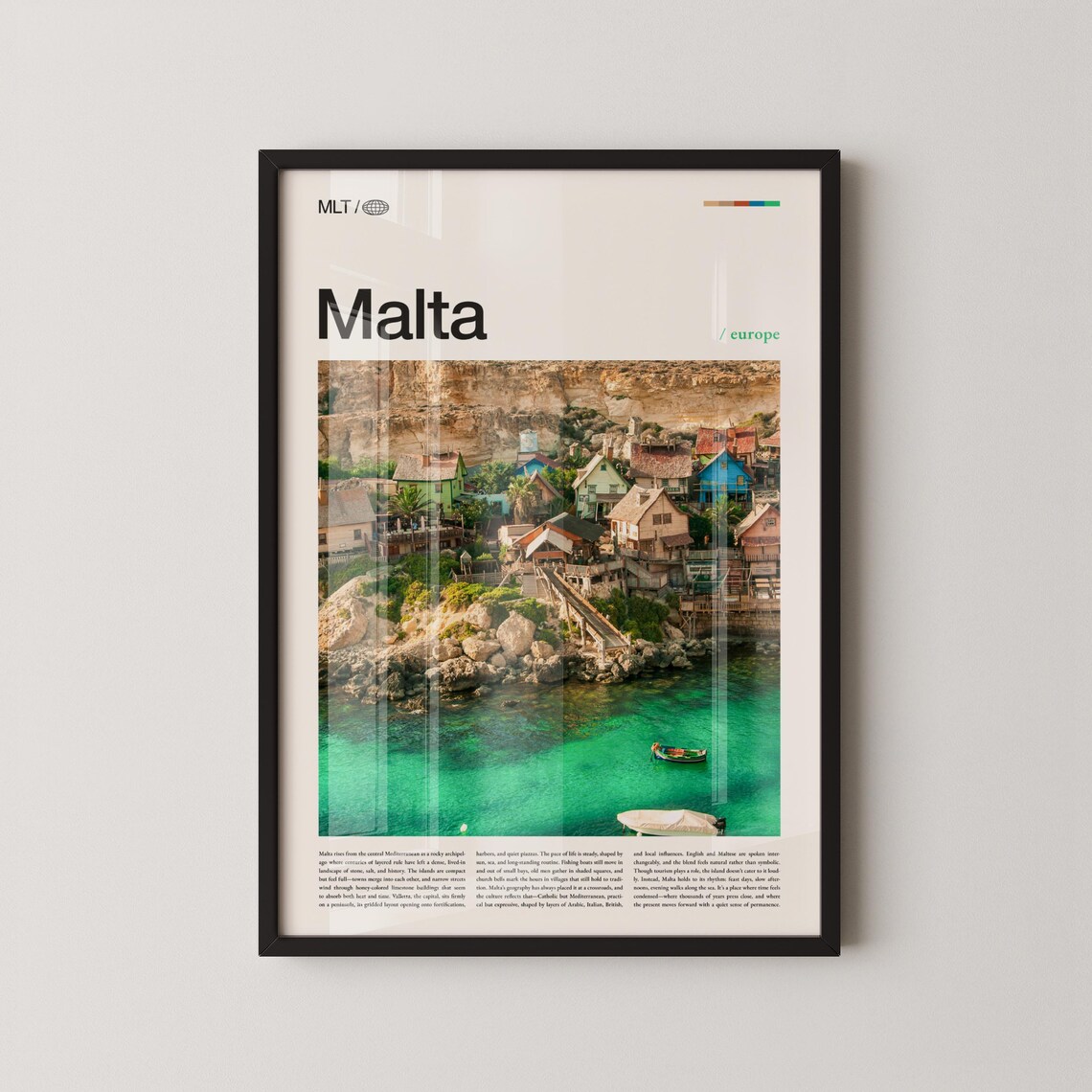 Malta Coastal Village Cliffs Mediterranean Travel Photo Poster