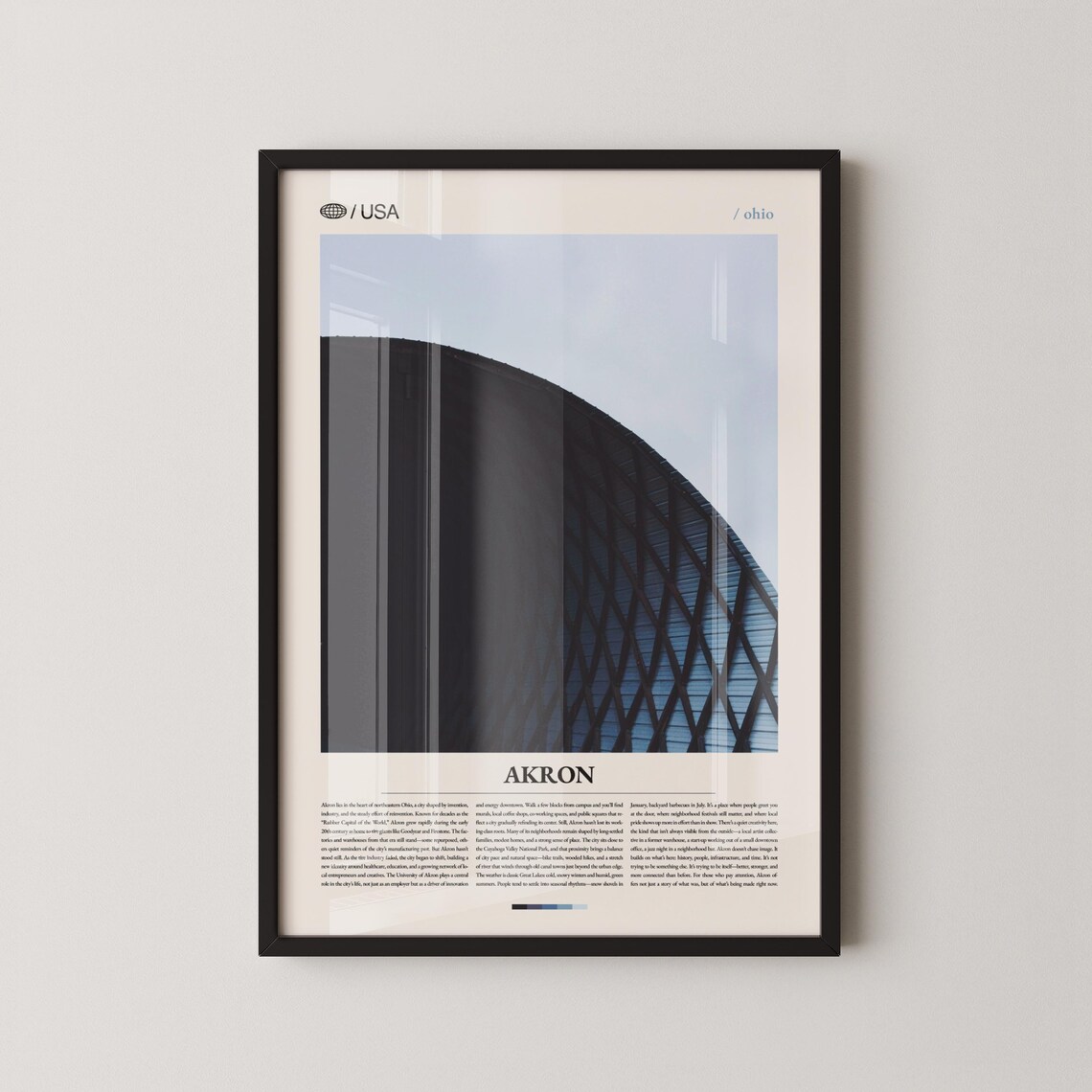 Akron Ohio Modern Landmark Architecture Photography Travel Poster