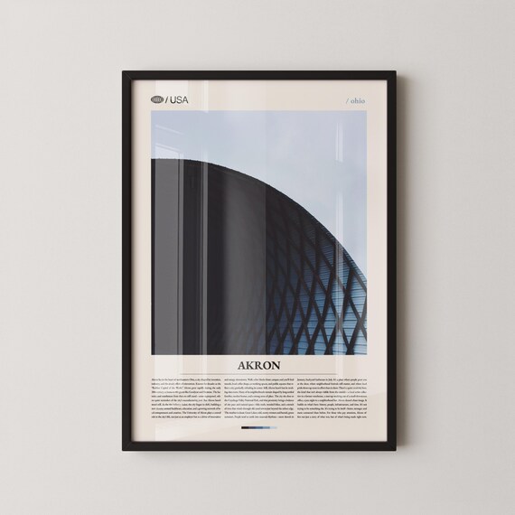 Akron Ohio Modern Landmark Architecture Photography Travel Poster