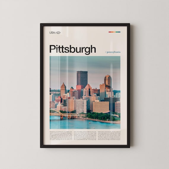 Pittsburgh Pennsylvania Downtown Skyline Rivers City Photo Travel Poster