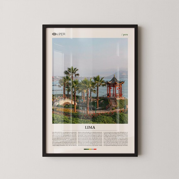 Lima Peru Coastal Park Palm Trees Pagoda Magazine Style Poster