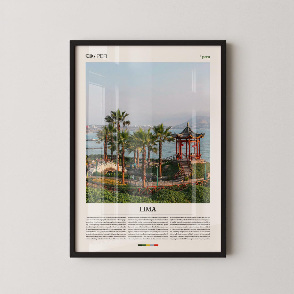 Lima Peru Coastal Park Palm Trees Pagoda Magazine Style Poster