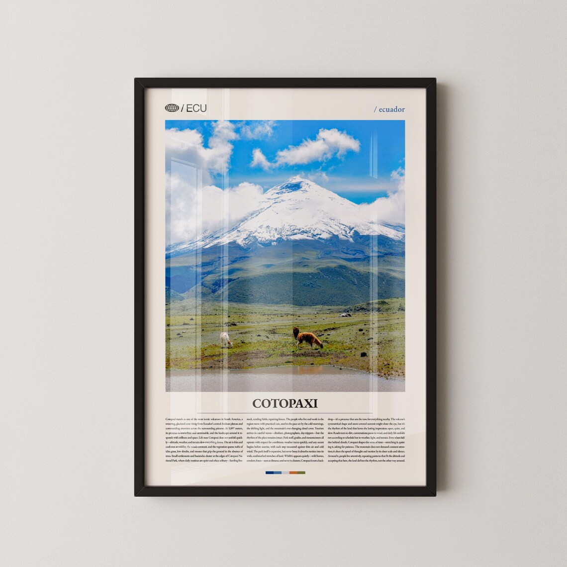 Cotopaxi Ecuador Volcano Llama Andes Mountain Photography Travel Poster