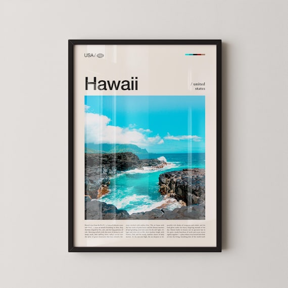 Hawaii USA Tropical Volcanic Rocky Coast Photography Travel Poster