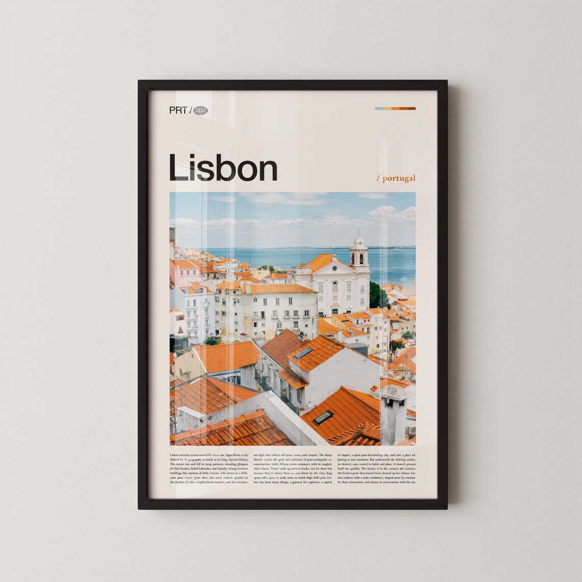 Lisbon Portugal Terracotta Rooftops Daytime Photography Travel Poster