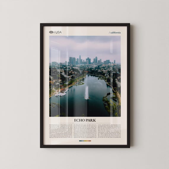 Echo Park Print Wall Art Poster Photo Lake Dodger Stadium Angelino Heights Elysian