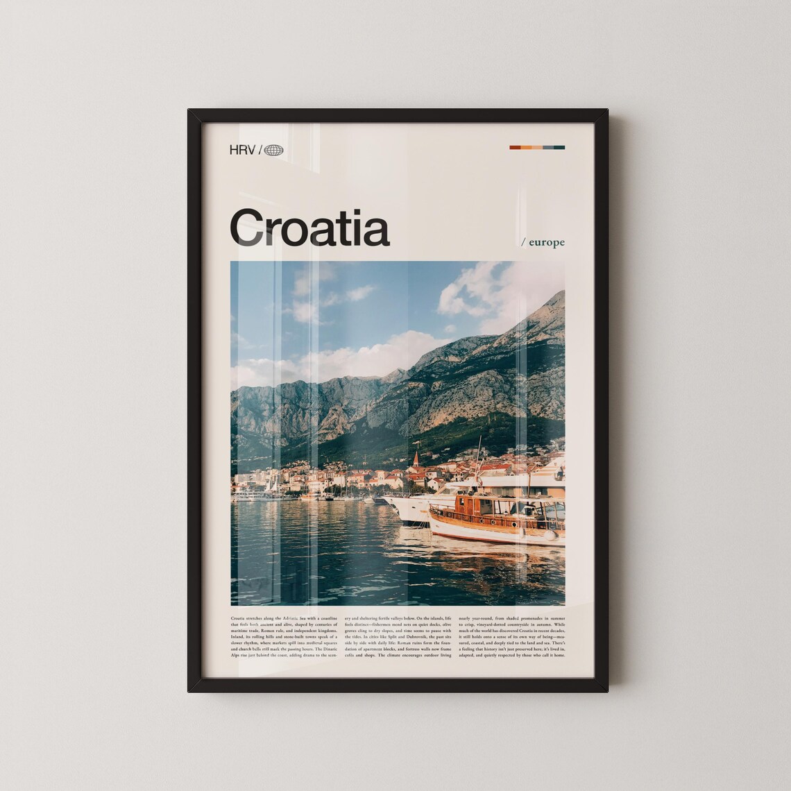 Croatia Adriatic Harbor Boats Scenic Coastal Travel Art Poster