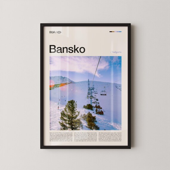 Bansko Bulgaria Chairlift Winter Mountain Resort Photo Travel Poster