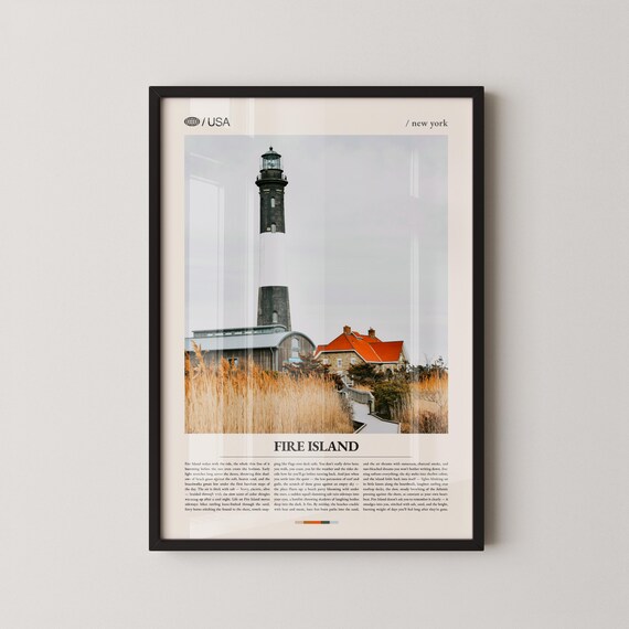 Fire Island New York Lighthouse Coastal Barrier Beach Travel Poster