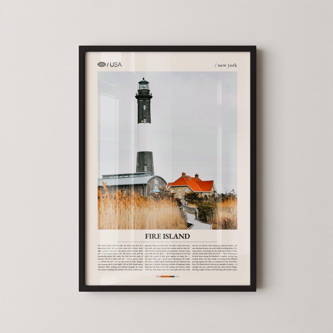 Fire Island New York Lighthouse Coastal Barrier Beach Travel Poster