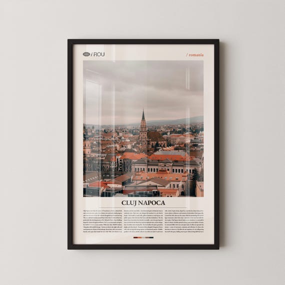 Cluj-Napoca Romania Travel Poster, Historic Cityscape