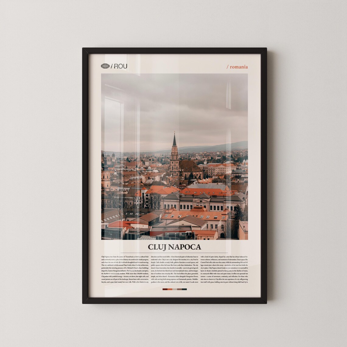 Cluj-Napoca Romania Travel Poster, Historic Cityscape