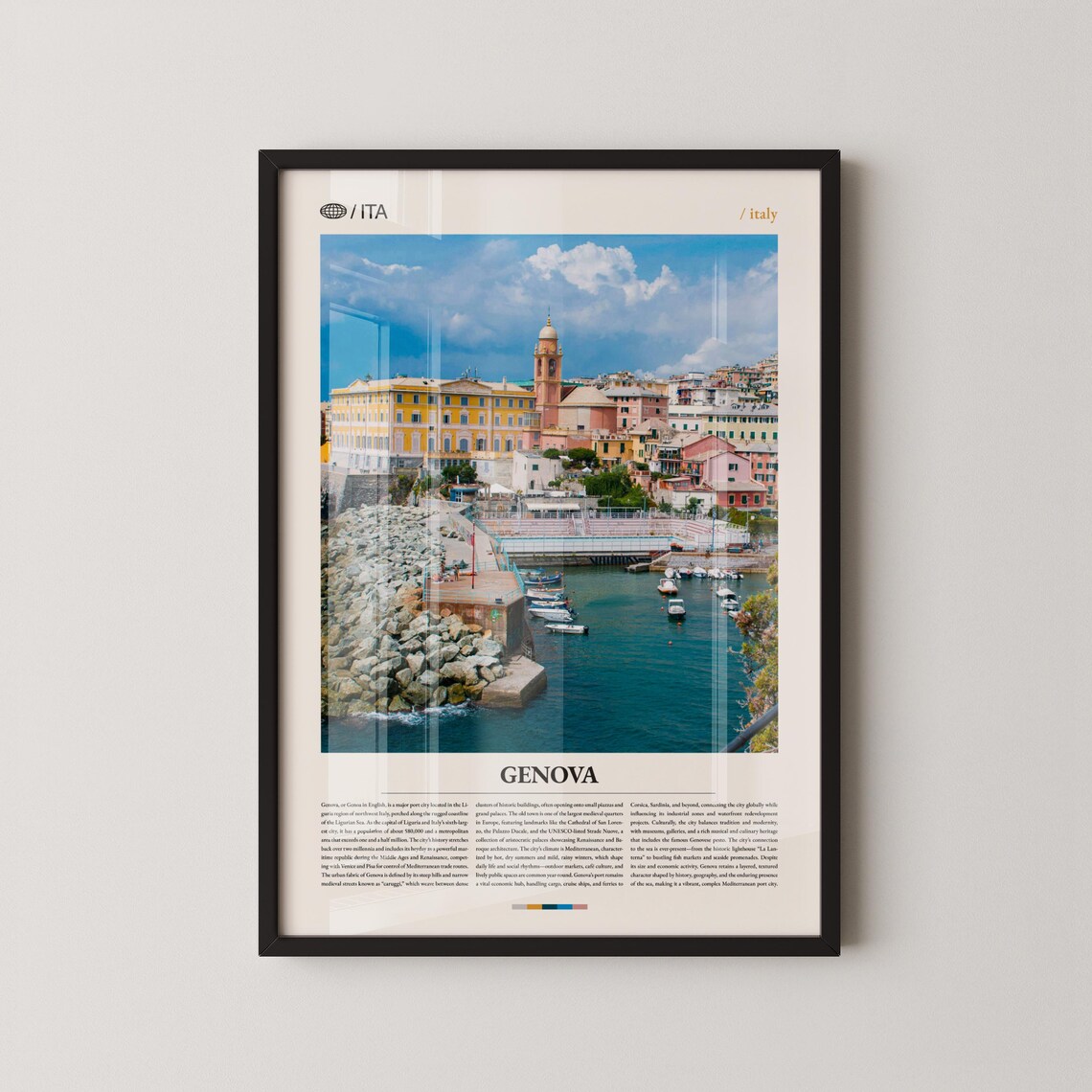 Genova Italy Colorful Ligurian Port City Harbor Photo Travel Poster