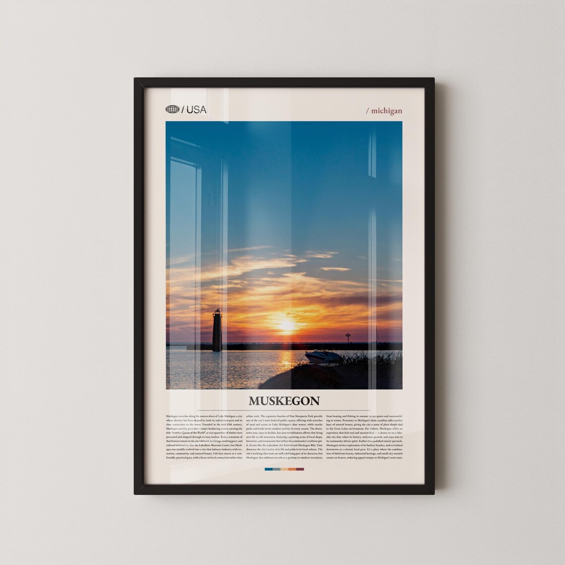 Muskegon Michigan Lake Shoreline Travel Poster