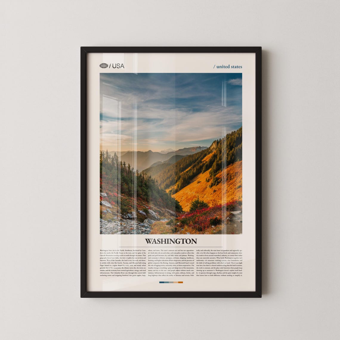 Washington Cascade Mountain Valley Sunset Forest Travel Poster