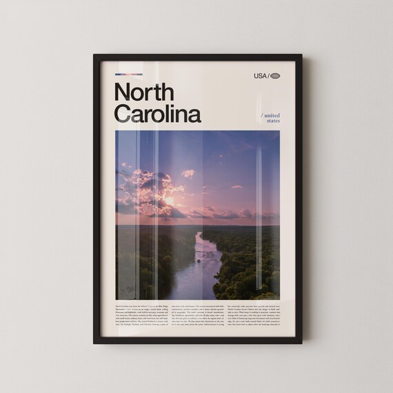 North Carolina Sunset River Landscape USA Travel Art Photo Poster