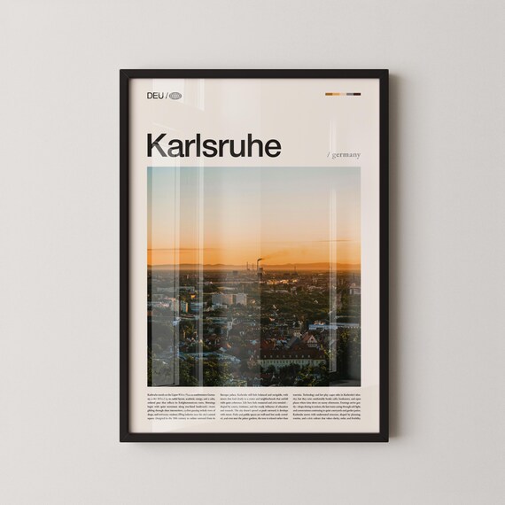 Karlsruhe Germany Sunset Skyline Cityscape Photography Travel Poster