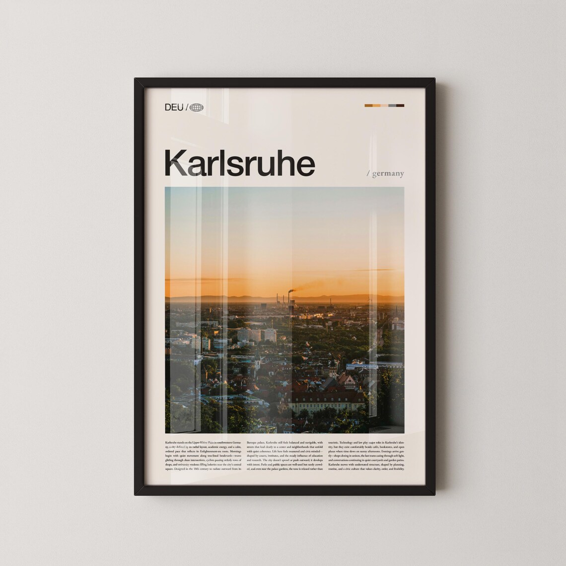 Karlsruhe Germany Sunset Skyline Cityscape Photography Travel Poster