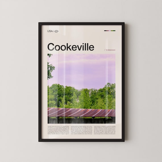 Cookeville Tennessee Green Trees Purple Sky City Travel Poster