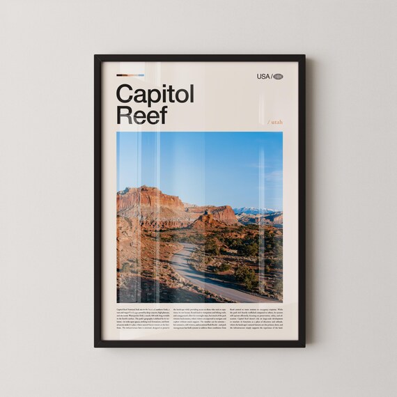 Capitol Reef Stacked Type Editorial Utah National Park Travel Poster