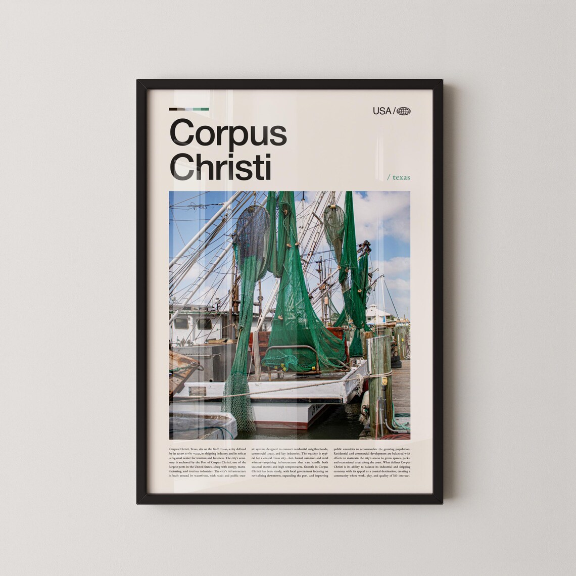 Corpus Christi Texas Shrimp Boats Harbor Waterfront Photo Poster