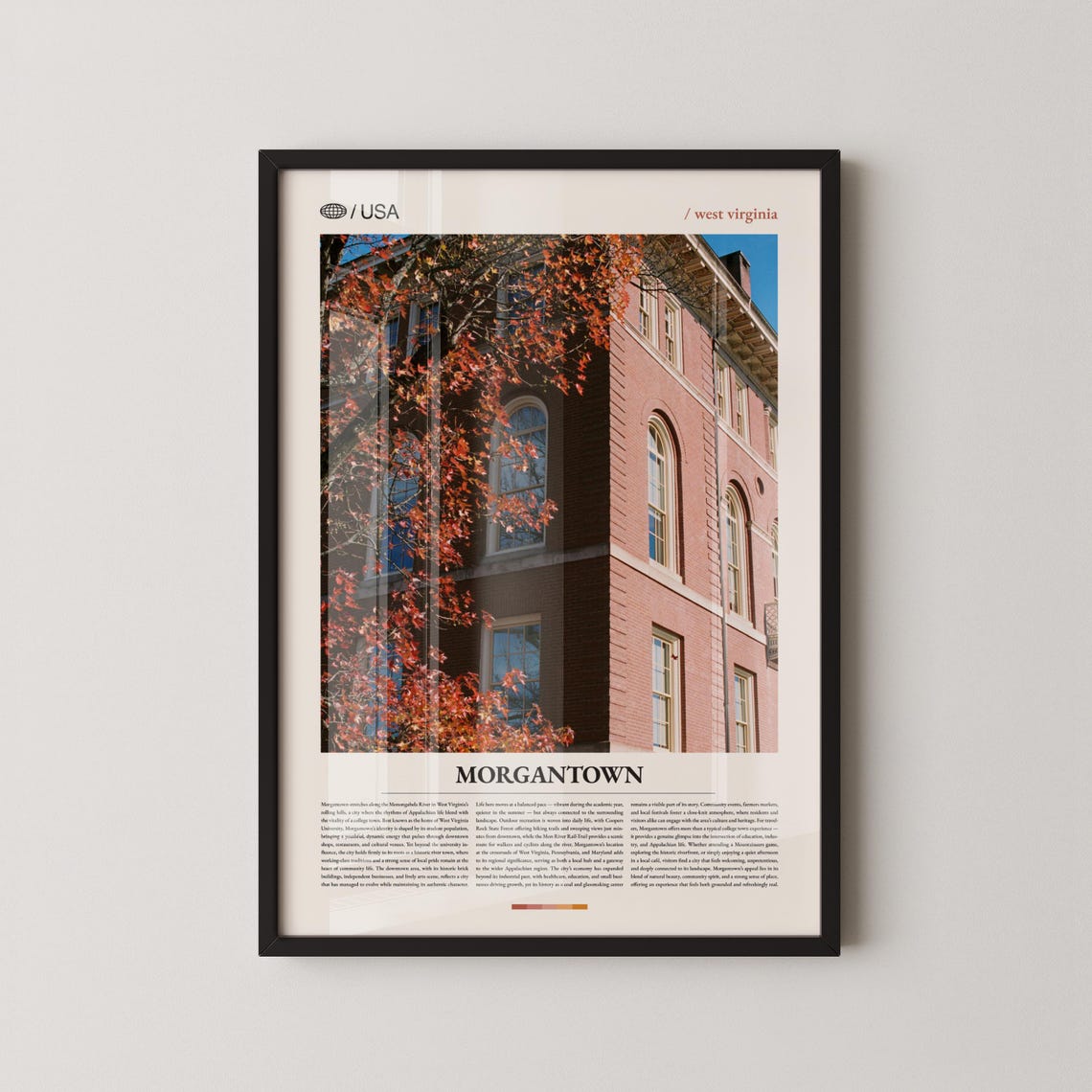 Morgantown West Virginia Brick Hall Autumn Foliage Photo Poster