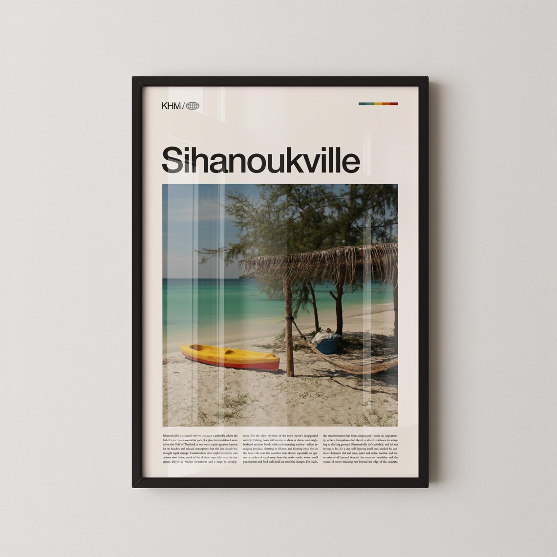 Sihanoukville Cambodia Beach Yellow Kayak Tropical Scene Art Poster