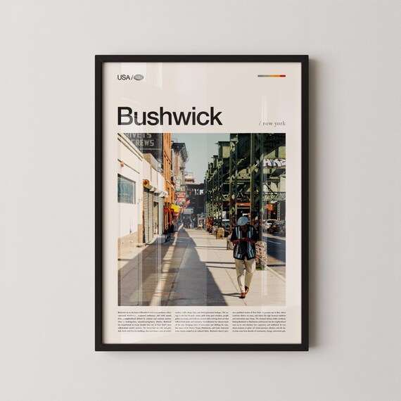 Bushwick New York Street Under Elevated Tracks Urban Travel Poster