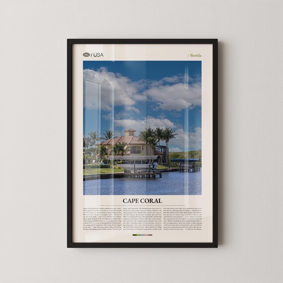 Cape Coral Print Florida Wall Art Poster Photo Yacht Club Community Park Tarpon Point Marina