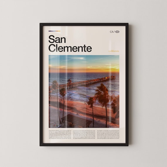 San Clemente California Golden Sunset Pier Photo Travel Poster