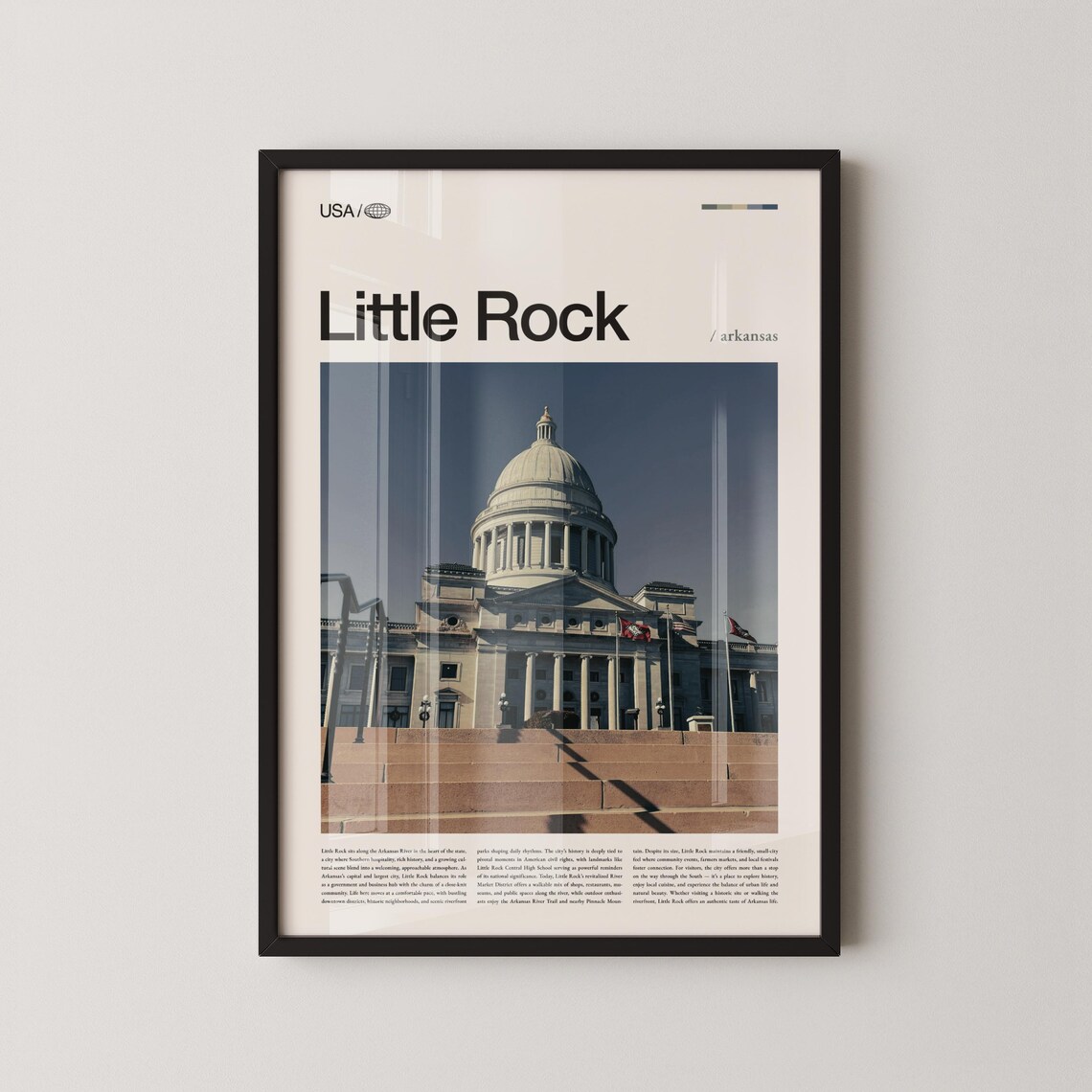 Little Rock Arkansas State Capitol Dome Photo Minimalist Travel Poster