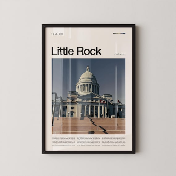 Little Rock Arkansas State Capitol Dome Photo Minimalist Travel Poster
