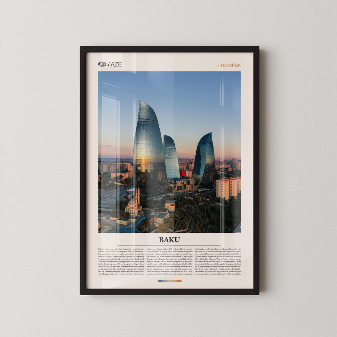 Baku Azerbaijan Wall Art Caspian Sea Cityscape Photography Print Poster Scenic Urban Decor Caucasus Travel Artwork