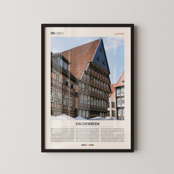Hildesheim Germany Old Town Timbered Houses Photography Poster Sunny View