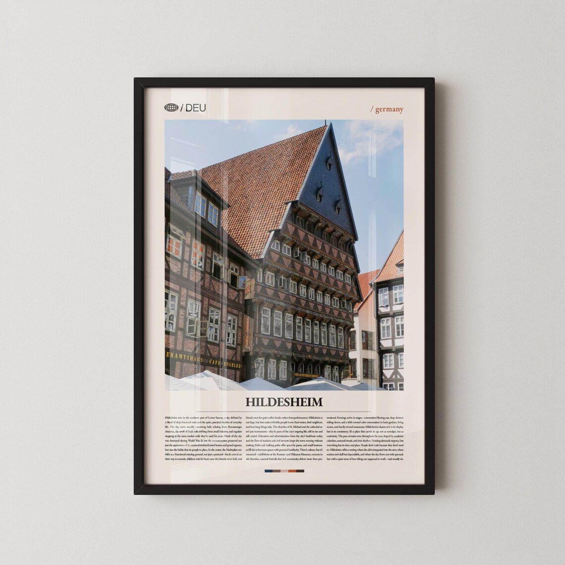 Hildesheim Germany Old Town Timbered Houses Photography Poster Sunny View