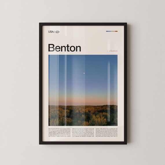 Benton Arkansas Golden Forest Panorama Heartland Travel Poster