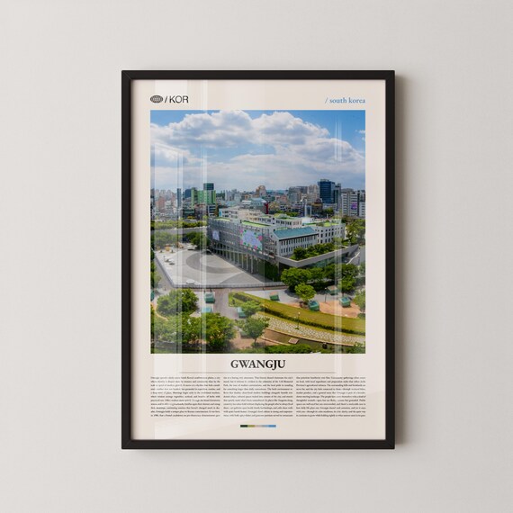 Gwangju South Korea City Plaza Daytime View Photo Editorial Travel Poster