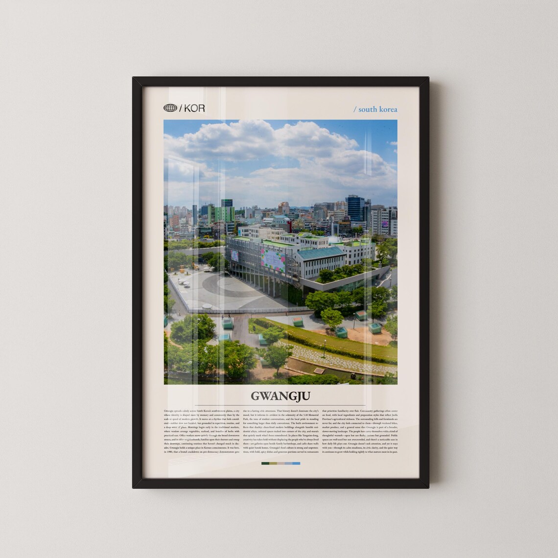 Gwangju South Korea City Plaza Daytime View Photo Editorial Travel Poster