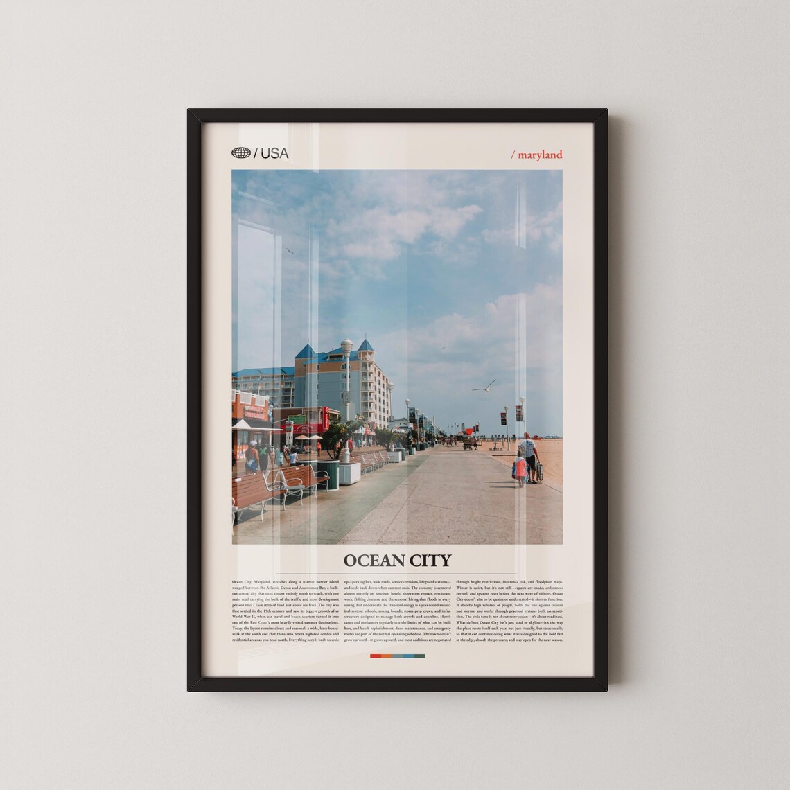 Ocean City Maryland Coastal Beach Travel Poster