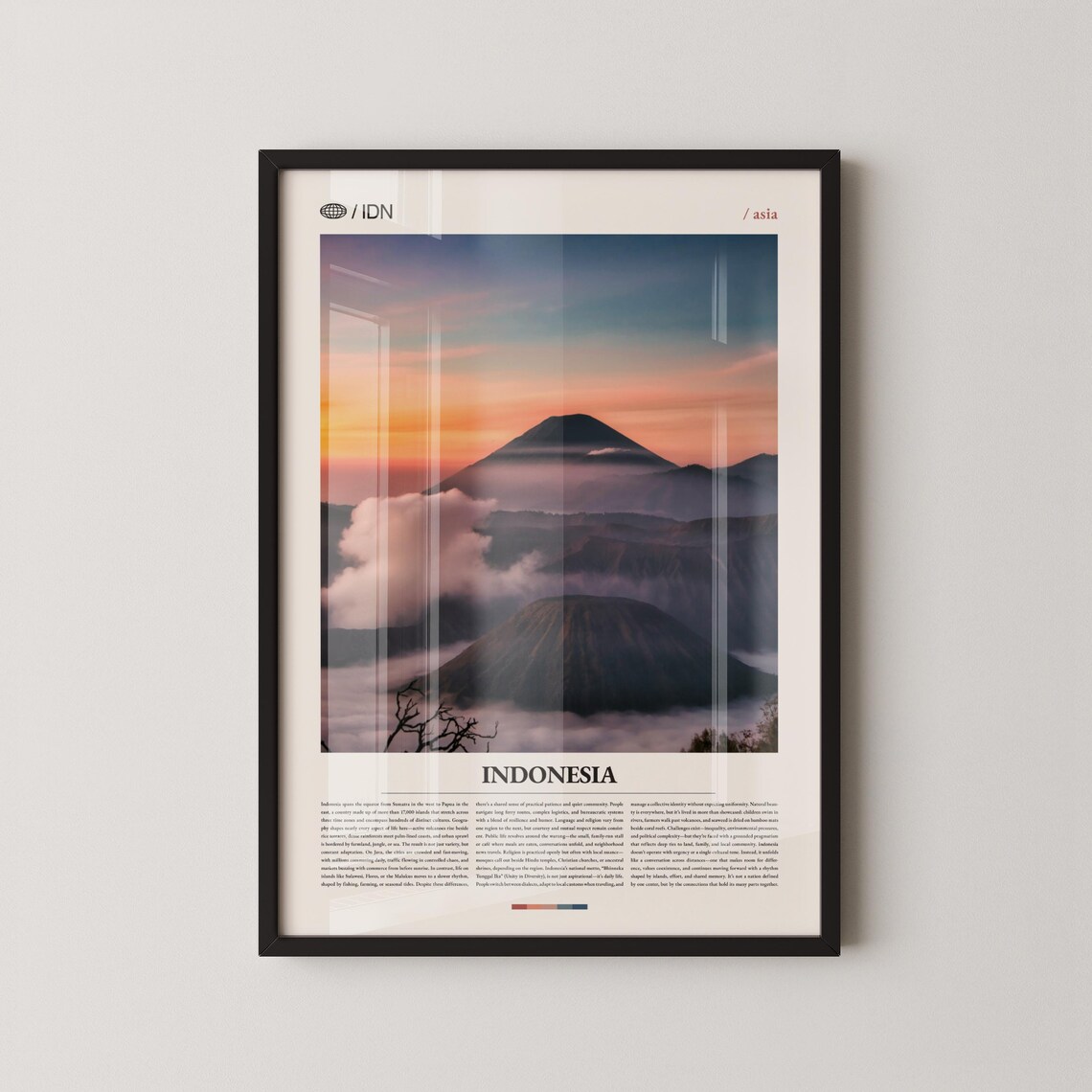 Indonesia Volcano Sunrise Rising Above the Clouds Mountain Poster