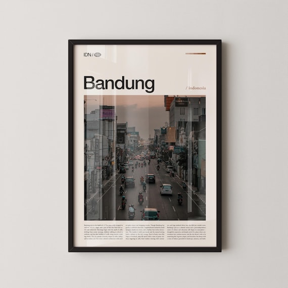 Bandung Indonesia Busy City Street Motorbikes Sunset Photography Poster