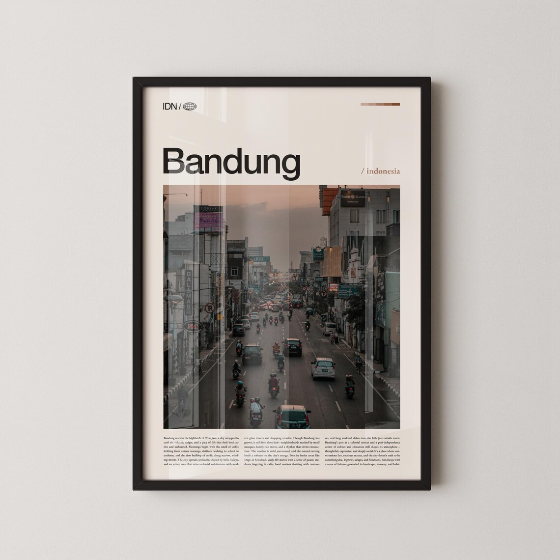 Bandung Indonesia Busy City Street Motorbikes Sunset Photography Poster