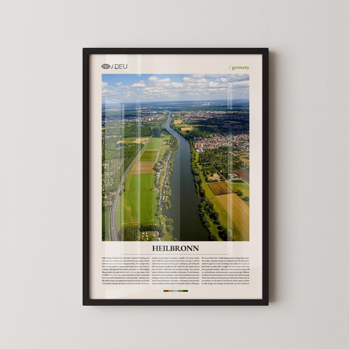 Heilbronn Germany Neckar River Aerial Scenic Photo Travel Poster