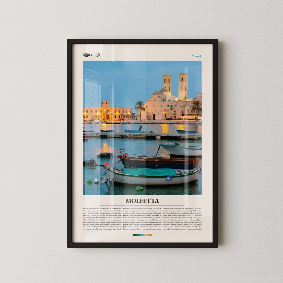 Molfetta Italy Evening Harbor With Cathedral Towers Photo Poster