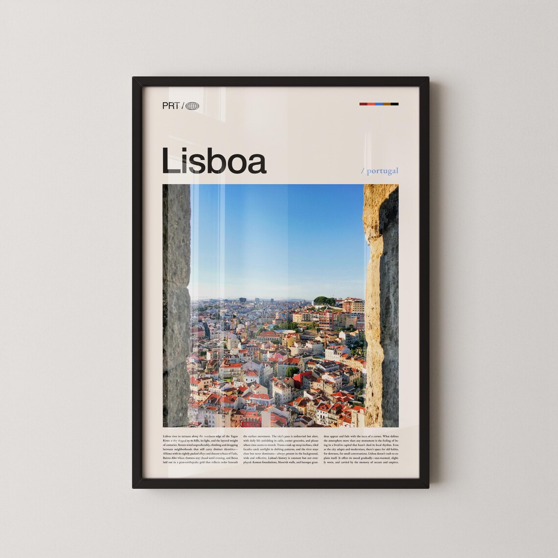 Lisboa Portugal City View Through Castle Walls Photography Travel Poster