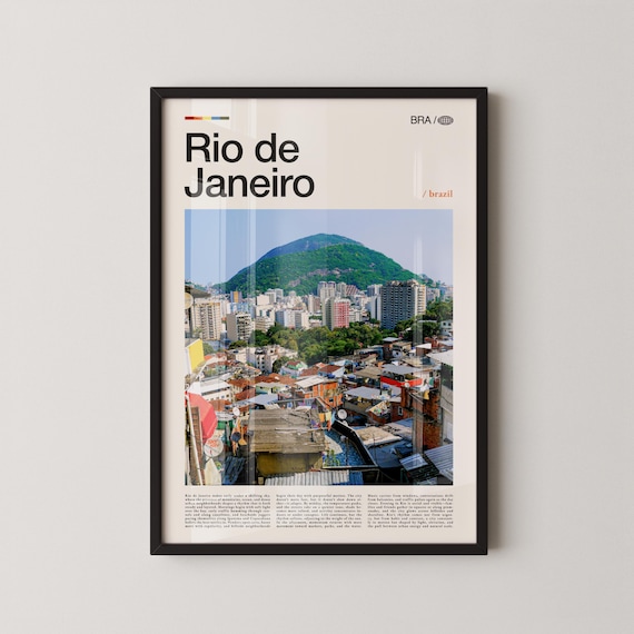 Rio de Janeiro Brazil Favela Hillside Photography Travel Poster