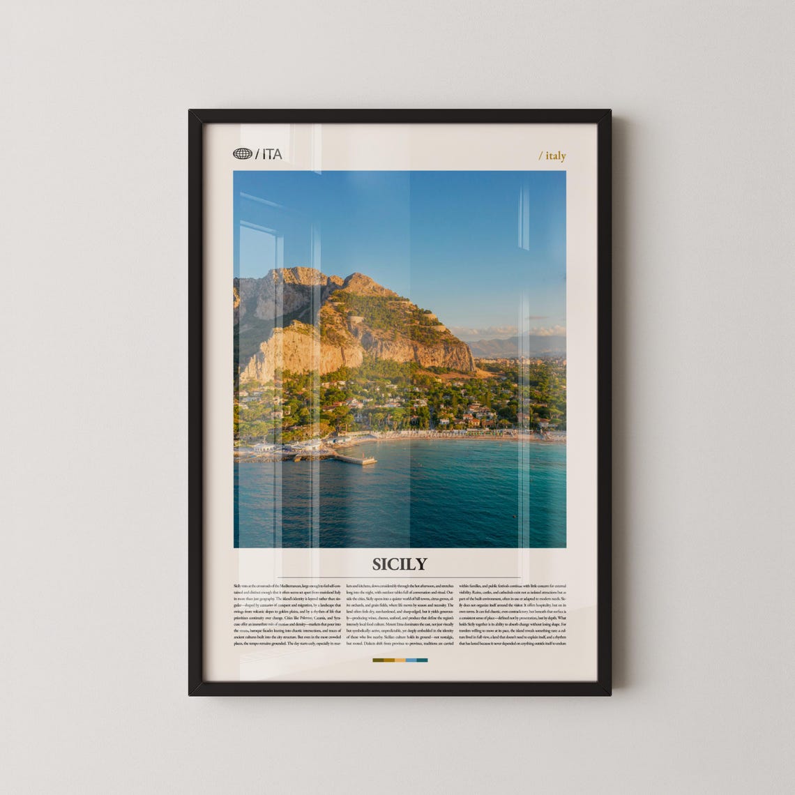 Sicily Dramatic Coastal Mountain Bay Editorial Travel Poster