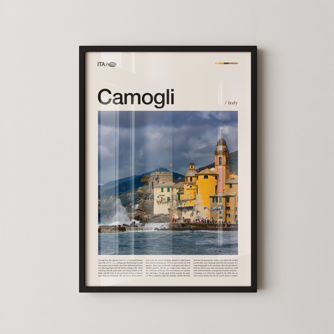 Camogli Italy Coastal Photo Vertical Editorial Travel Poster