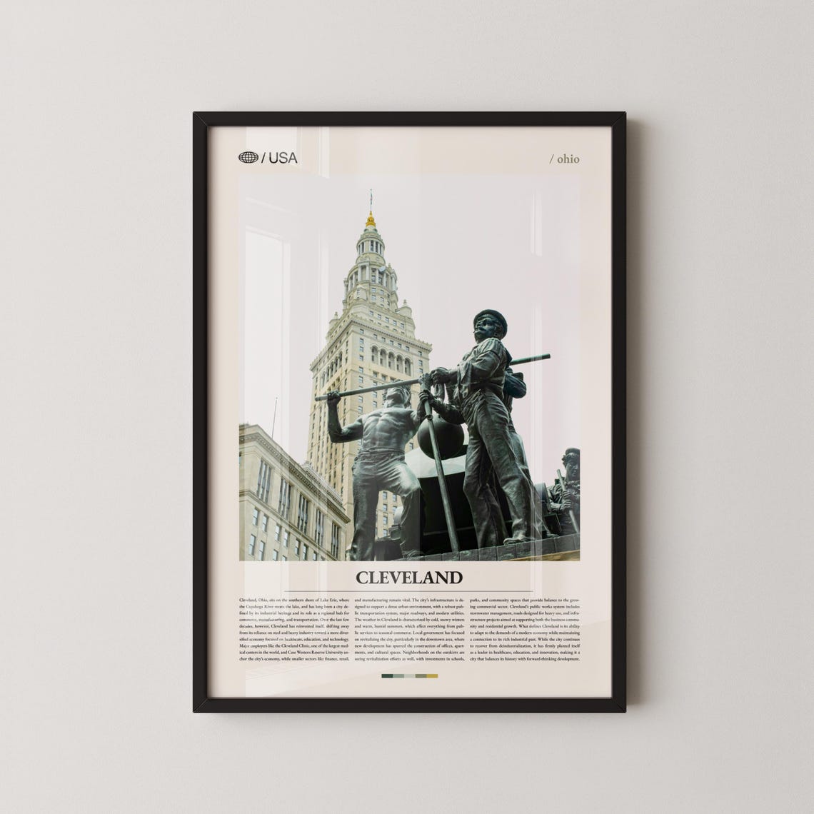 Cleveland Ohio Terminal Tower Sculptures Travel Photo Poster